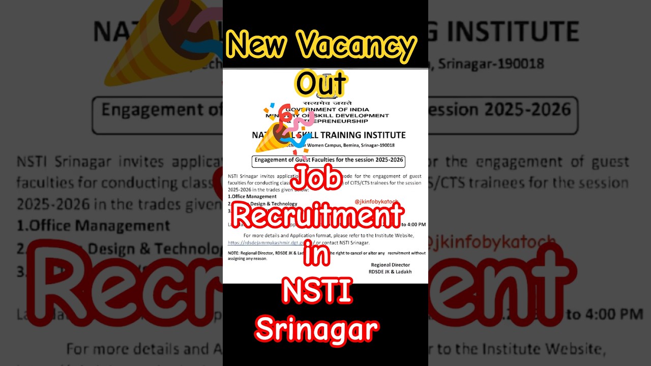 Job Recruitment in NSTI Srinagar 