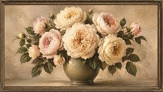 Vintage Rose Frame TV Art 4K | Elegant Summer Floral Screensaver No Audio Background screenshot 4