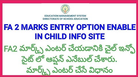 FA 2 MARKS ENTRY ENABLE IN CHILD INFO SITE