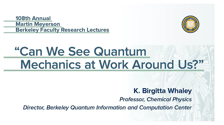 Martin Meyerson Berkeley Faculty Research Lecture: K. Birgitta Whaley