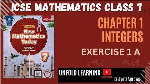 ICSE Class 7 || New Mathematics Today || OP Malhotra || 1. Integers || Exercise 1(A)