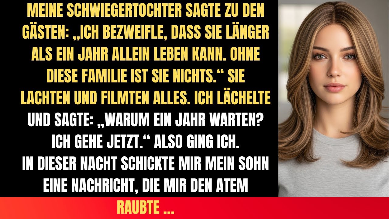Meine Schwiegertochter hat mich auf einer Familienfeier verspottet – also bin ich gegangen und habe 
