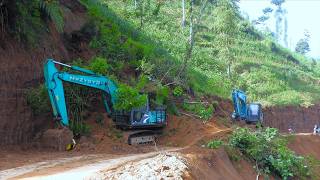 The Epic Recovery Of A Parked Excavator From A Landslide