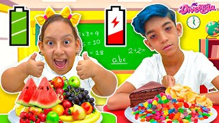 MC Divertida e Lucas aprendem sobre comida saudável na escola na volta às aulas | Healthy Food