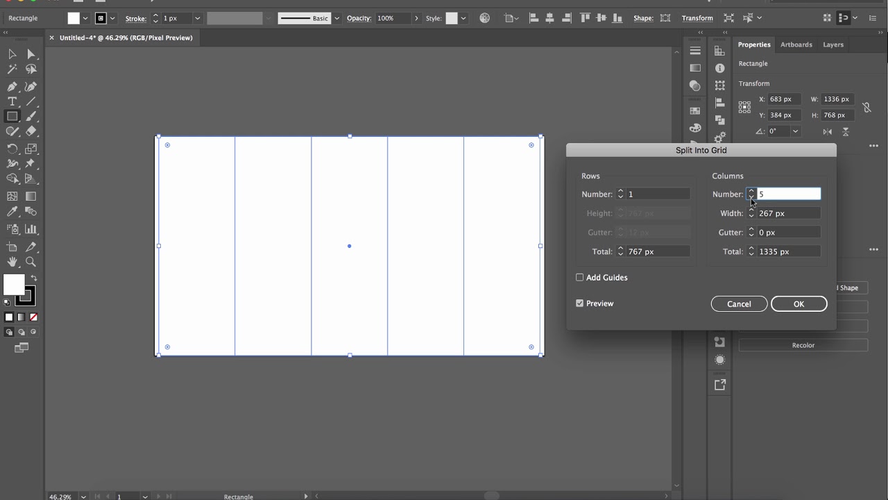 How do I create a guide layout in Illustrator?