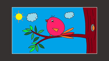 How to draw Simple Drawing / Easy Bird scenery / Ms Paint Art - Creator Work Space.