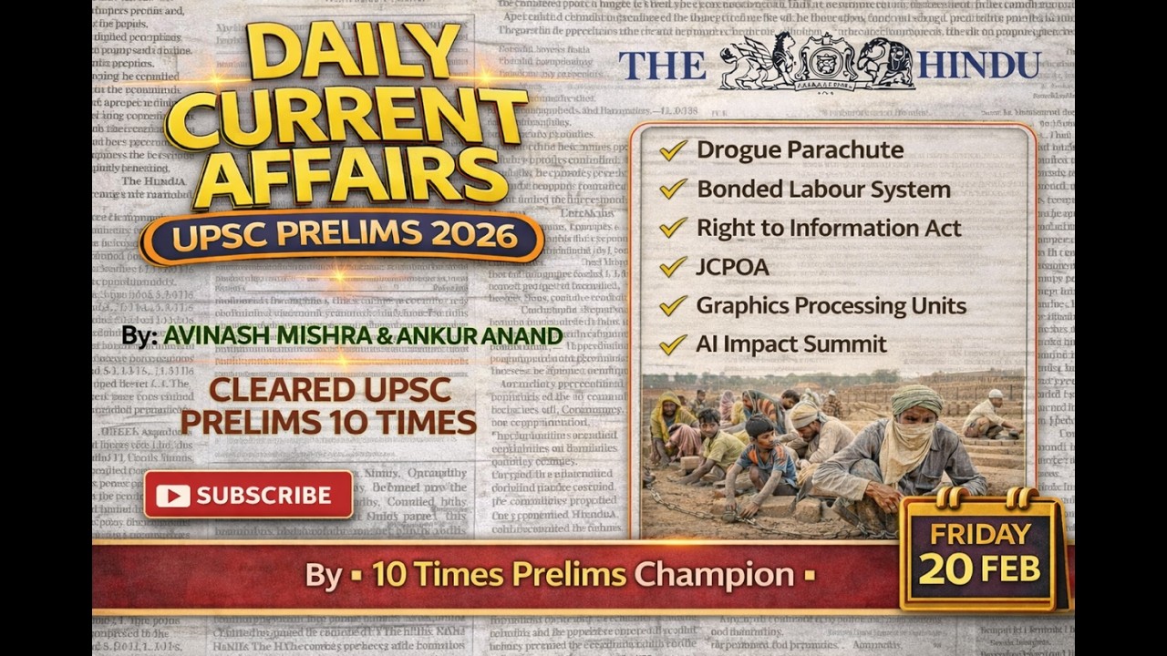 UPSC Prelims 2026 Daily Current Affairs MCQs 20 Feb (The Hindu, PIB, IE ...