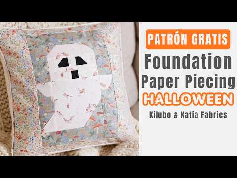 FREE Pattern! How to Sew this Ghost FPP (Foundation Paper Piecing) Pillow | Katia Fabrics 👻