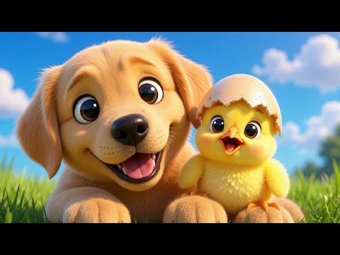 🐶 Golden Puppy Helps Lost Chick Find Mom | Learn Animal Sounds for Toddlers