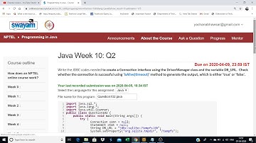 Java Programming week 10 programming assignments nptel 2020