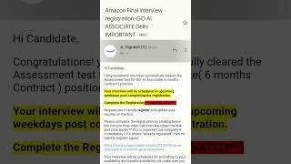 Amazon interview call || Go-Ai associate || #viral #shorts #amazon #amazonjobsforfreshers #wfh