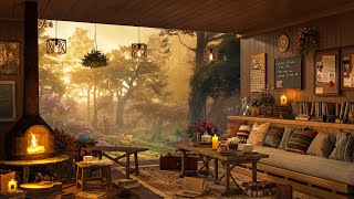 4K Jazz Cozy Coffee Shop Ambience - Smooth Piano Jazz Music & Rainfall for Relax, Study and Work