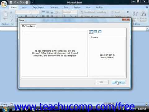 Excel 2007 Tutorial Creating New Workbooks Microsoft Training Lesson 2.2