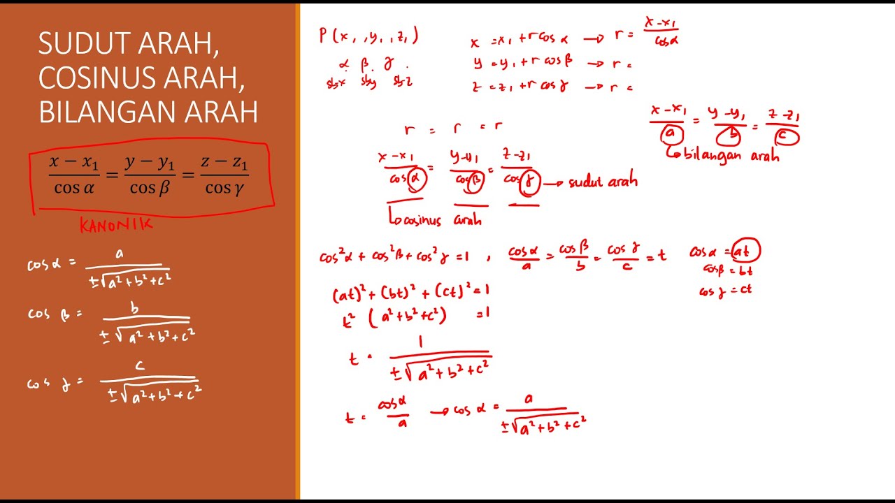 Sudut Arah, Cosinus Arah, Bilangan Arah | Geometri Analitik Ruang