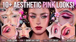 ✨ 10+ Aesthetic Pink Makeup Looks Transformation | Pearls, Gems & Glitter Eyes 💖 screenshot 4