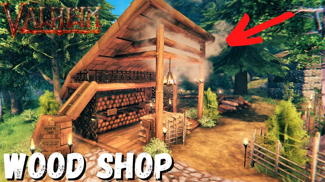Valheim Shop Building I Built A Lumberjack Wood Shop In Valheim | Time-Lapse Trading Village ...