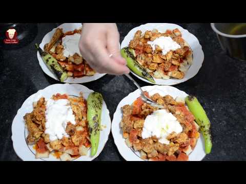 EVDE İFTAR MENÜSÜ BAYAT PİDEDEN TAVUKLU İSKENDER KEBABI (Iftar Menu; Leftover Bread Chicken Kebab)