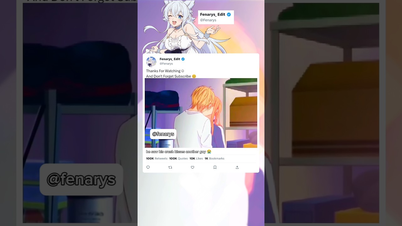 He saw his crush kisses another guy😭 #anime #animegirl #sad #shortvideo - youtube