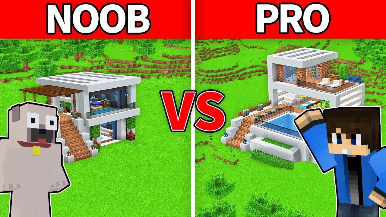 NOOB vs PRO MODERN HÁZ ÉPITŐ KIHÍVÁS A MINECRAFTBAN!