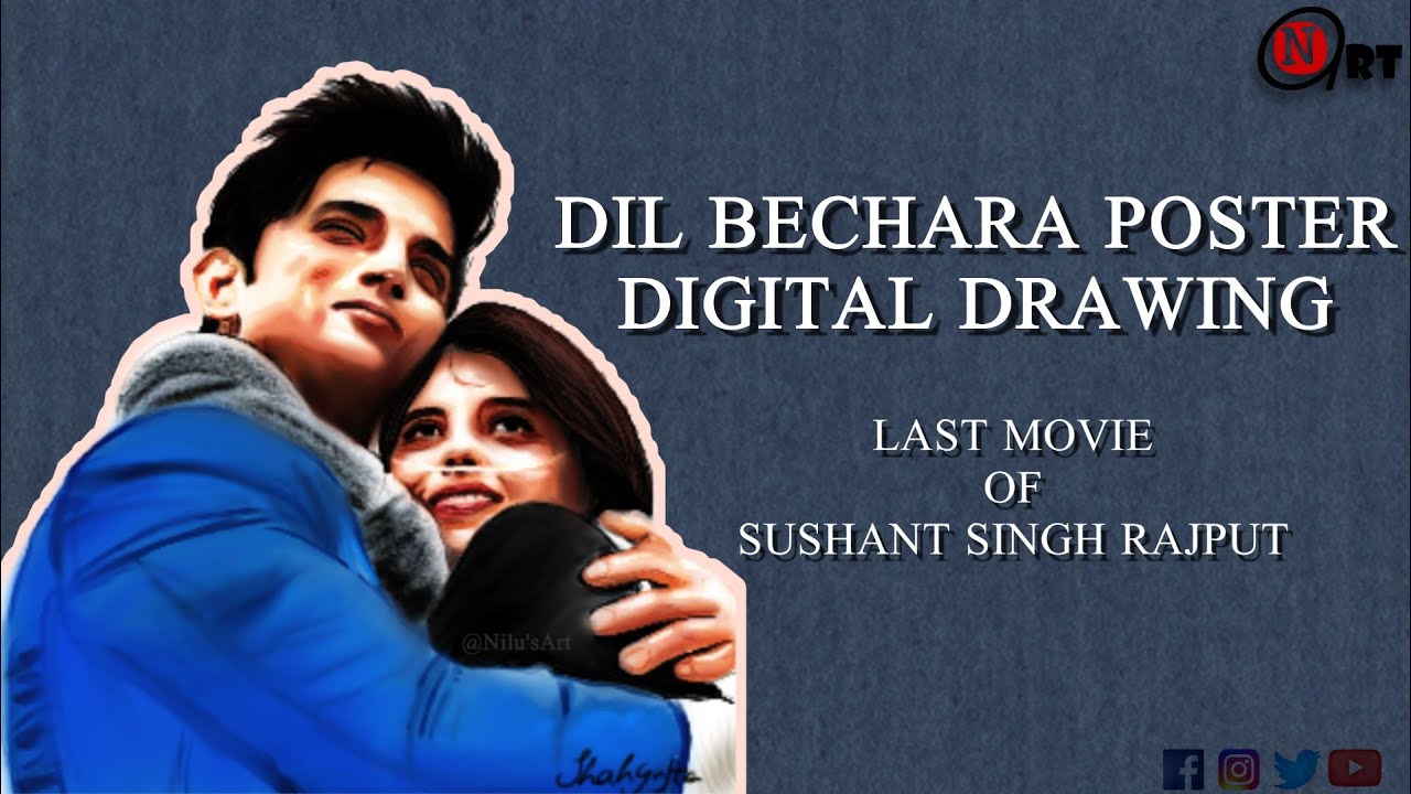 DIGITAL DRAWING OF DIL BECHARA POSTER ||SUSHANT SINGH RAJPUT || LAST MOVIE ||❤