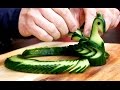 How To Make Cucumber Peacock - Vegetable Carving Garnish - Sushi Garnish - Food Art Decoration