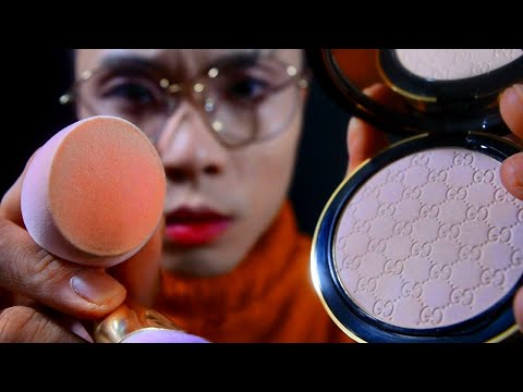 Full Face in 3 Min ⚡ ASMR: GUCCI Powder, Too Faced Blush/Highlighter, Lime Crime