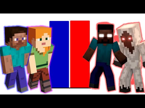 All Forms Steve & Alex vs Herobrine & Entity 303