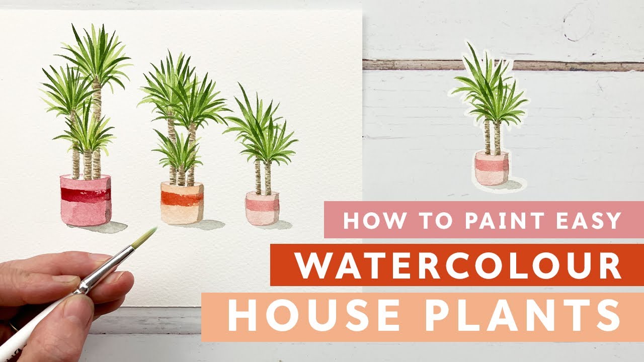 How to Paint Easy Watercolour House Plants - YouTube