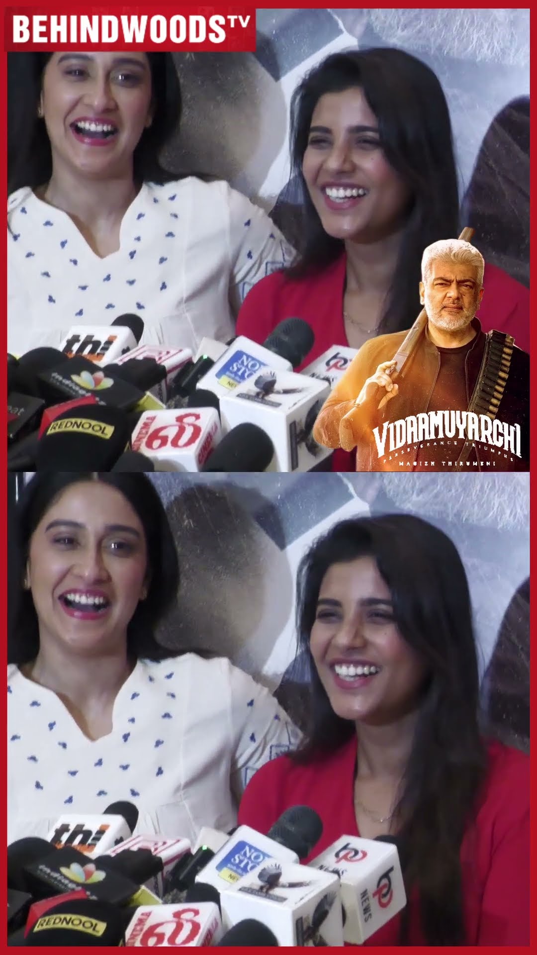 'Vidaamuyarchi Hollywood படம் மாதிரி இருக்கு' ? Aishwarya Rajesh பேசிட்டுருக்கும்போது வந்த Regina