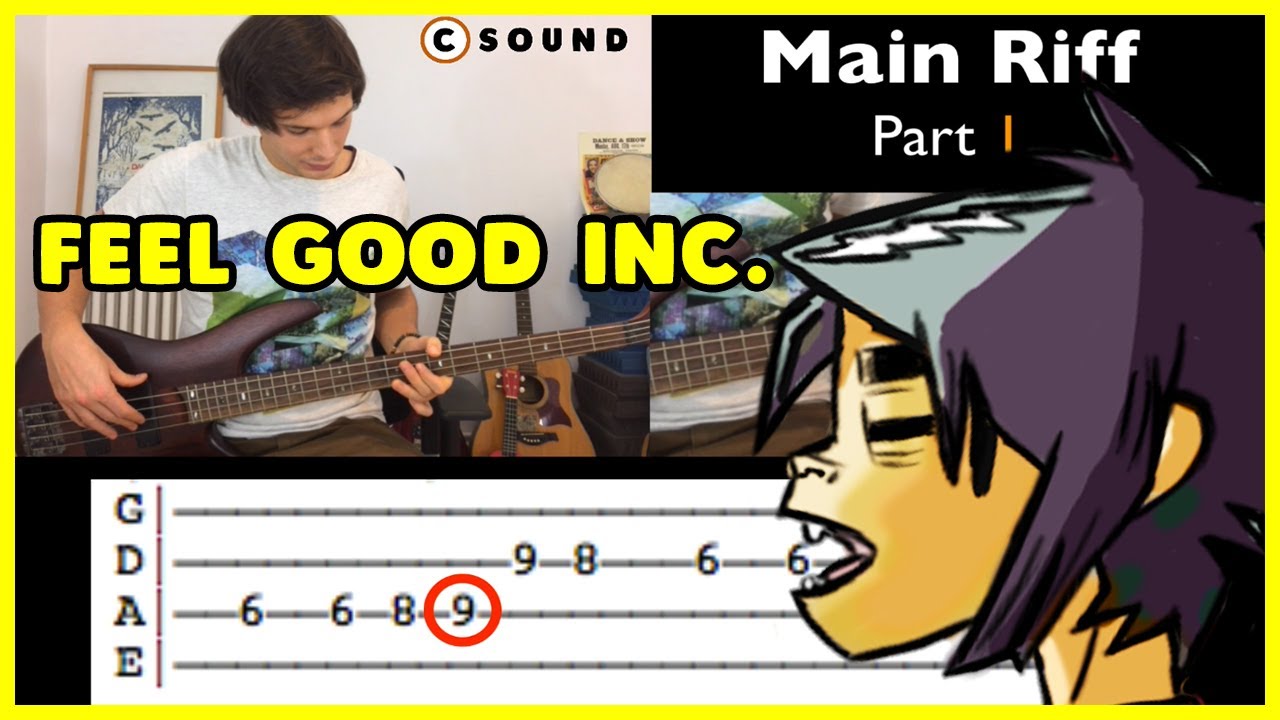 Feel Good Inc Gorillaz Bass Easy Tutorial Youtube