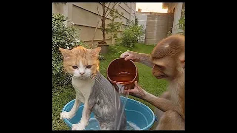 Video 11461841: cat bath, cat wildlife, amazing cat