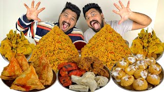 CHINESE STYLE MAGGI,ACHARI TANDOORI MOMO,DAHI GOLGAPPE,SAMOSA,MIX BHAJI,KURKURE MOMO EATING MUKBANG🔥