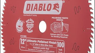 Diablo 12 Ultimate Polished Finish 100 Tooth Cross Cut Blade - Cut Quality And Noise Level