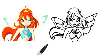 How to Draw BLOOM from Winx Club ~ Step-by-Step Tutorial Easy