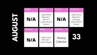 Weekly Calendar: August - Week 33