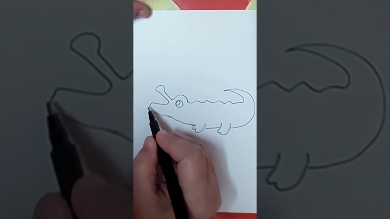 easy drawing of cute crocodile 