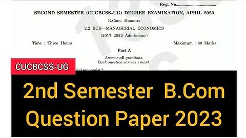MANAGERIAL ECONOMICS         |       2nd Semester  B.Com.  Question Paper  2023 #calicut #university