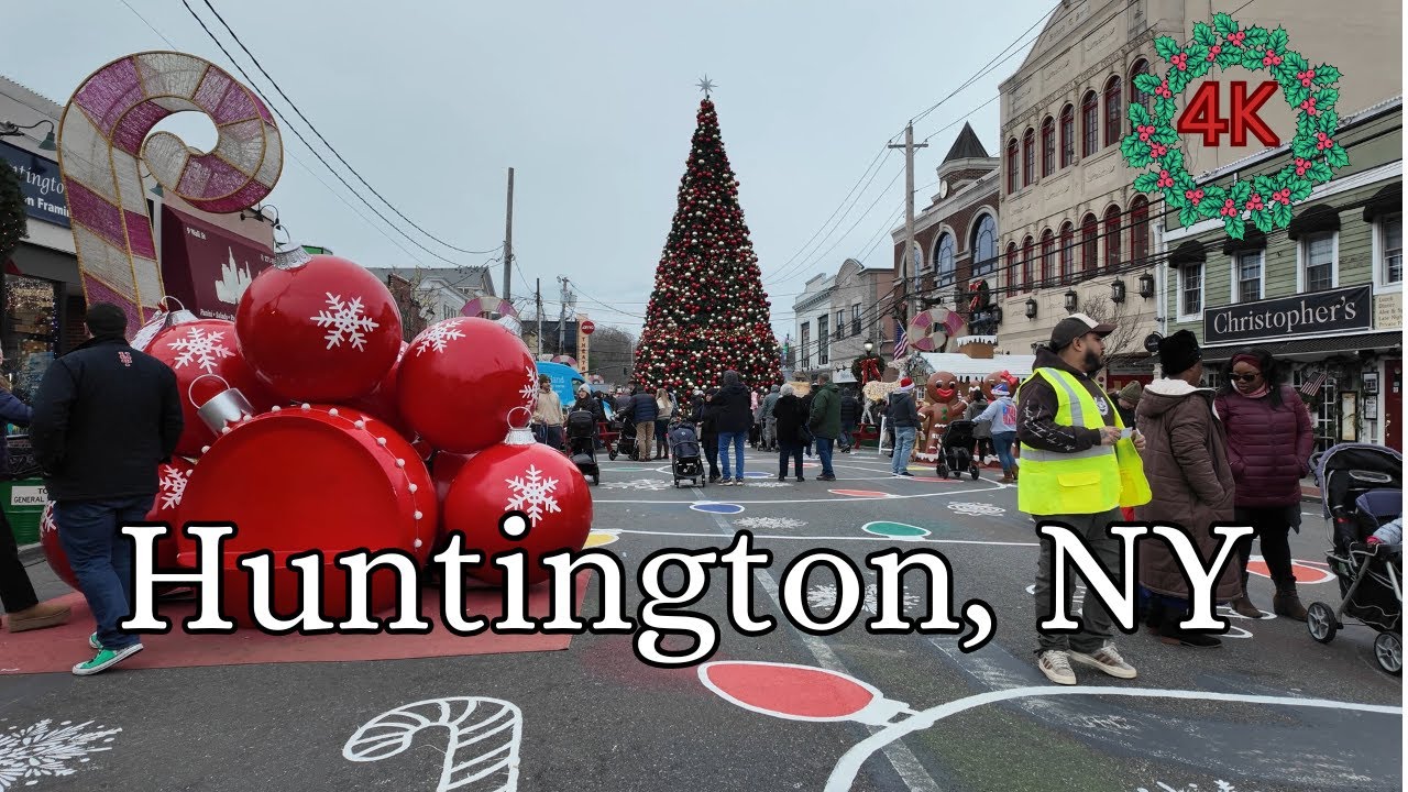 [4K] Long Island CHRISTMAS WALK🎄Huntington, NY the 