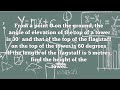 From a point O on the ground, the angle of elevation of the top of a tower is 30° and that of the