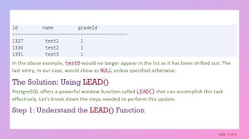 How to Update Column Values by Shifting Rows Down in PostgreSQL Using LEAD()
