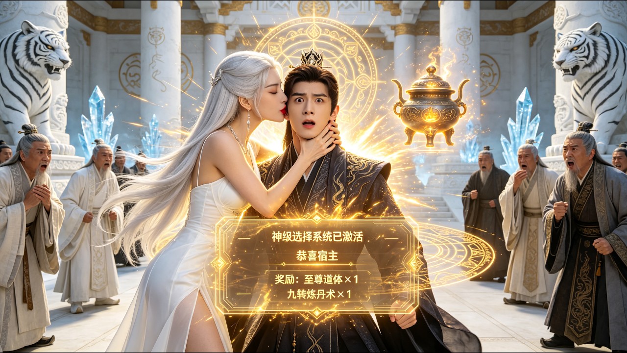 穿越第一天就被白虎族聖女強娶，林不凡被迫親了她一口－結果綁定了神級選擇系統，獎勵至尊道體！#短劇 #短劇全集 #穿越 #修仙