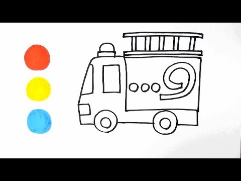 消防車 おえかき 色ぬり 子供喜ぶ Toy Fire Engine Coloring And Drawing For Kids Learn Colors Youtube