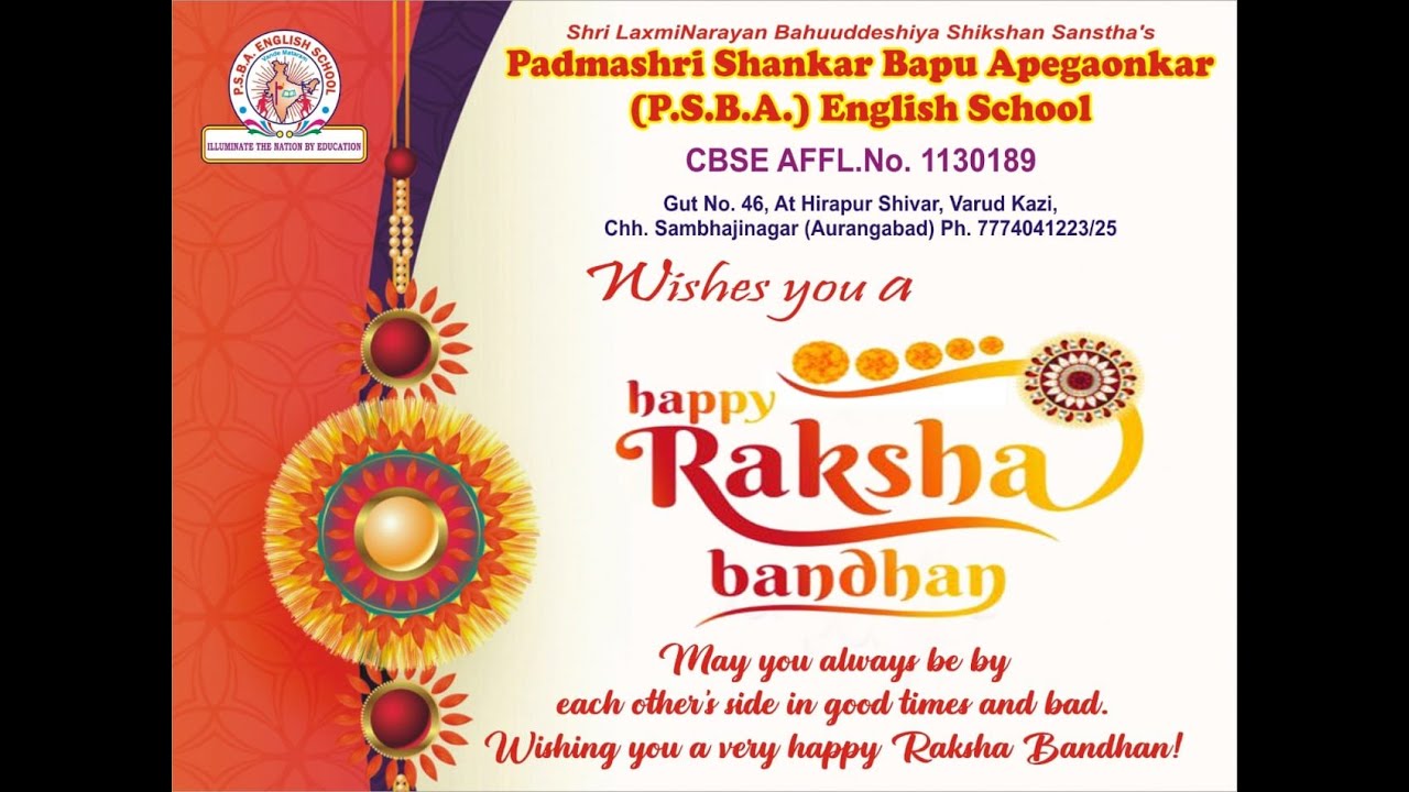 Rakshabandhan Celebration 2024 @ PSBA English School - YouTube
