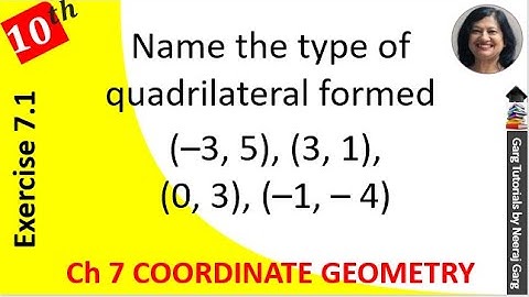 Name the type of quadrilateral formed if any by the following points (–3 5) (3 1) (0 3) (–1 – 4)