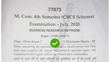 2020 Mdu MCom 4th Sem Business Research Mehtods Question Paper