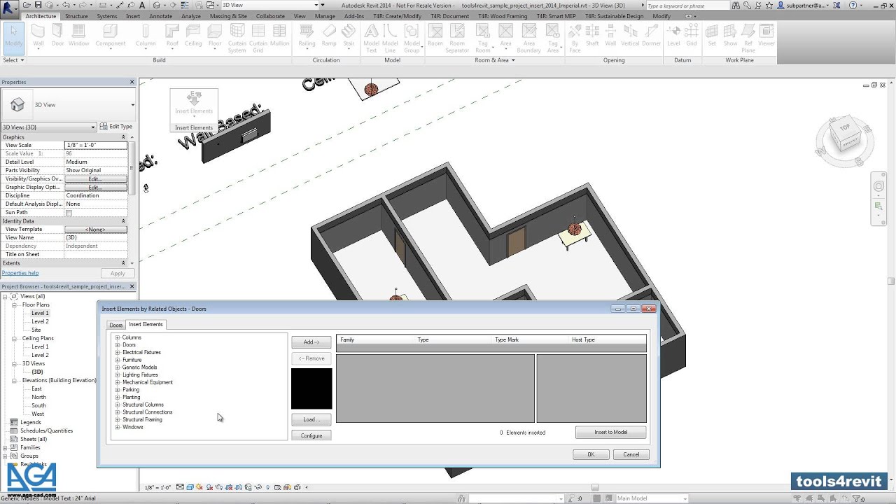 AGA-CAD - Insert Elements - 3 Step - Insert Wall Based Families near ...