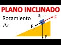 PLANO INCLINADO CON ROZAMIENTO. Hallar la aceleración