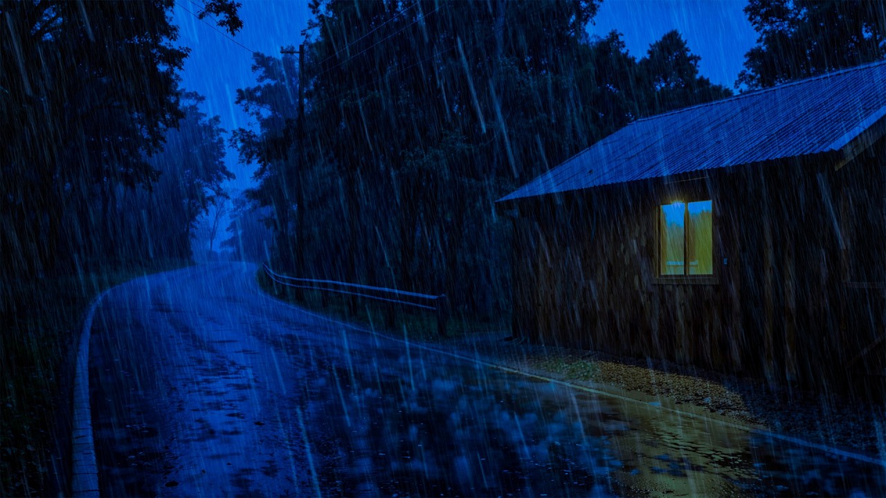 Спите спокойно под проливным дождем, настоящие звуки грома на жестяной крыше на горной дороге.