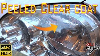 How to restore peeled headlight clear coat, how to remove peeled clear coat, Faded headlight ALIMECH