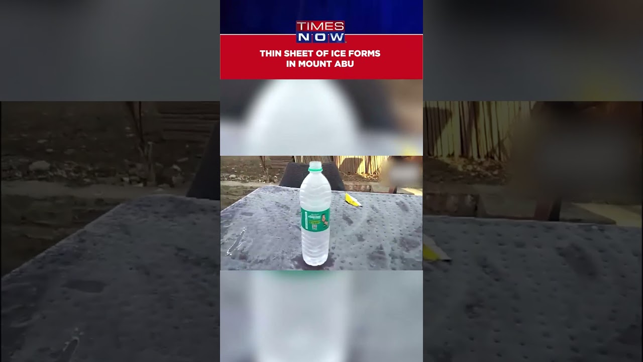 Thin Sheet Of Ice Forms At Places In Mount Abu, As Temperature Dips Below Freezing Point 